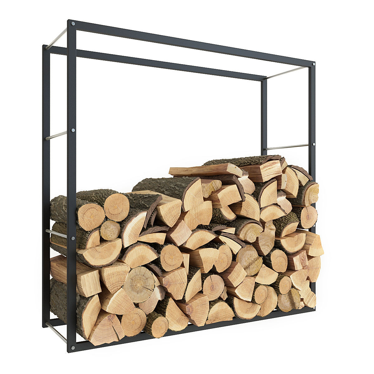 Firewood rack with logs in it 3D model_5