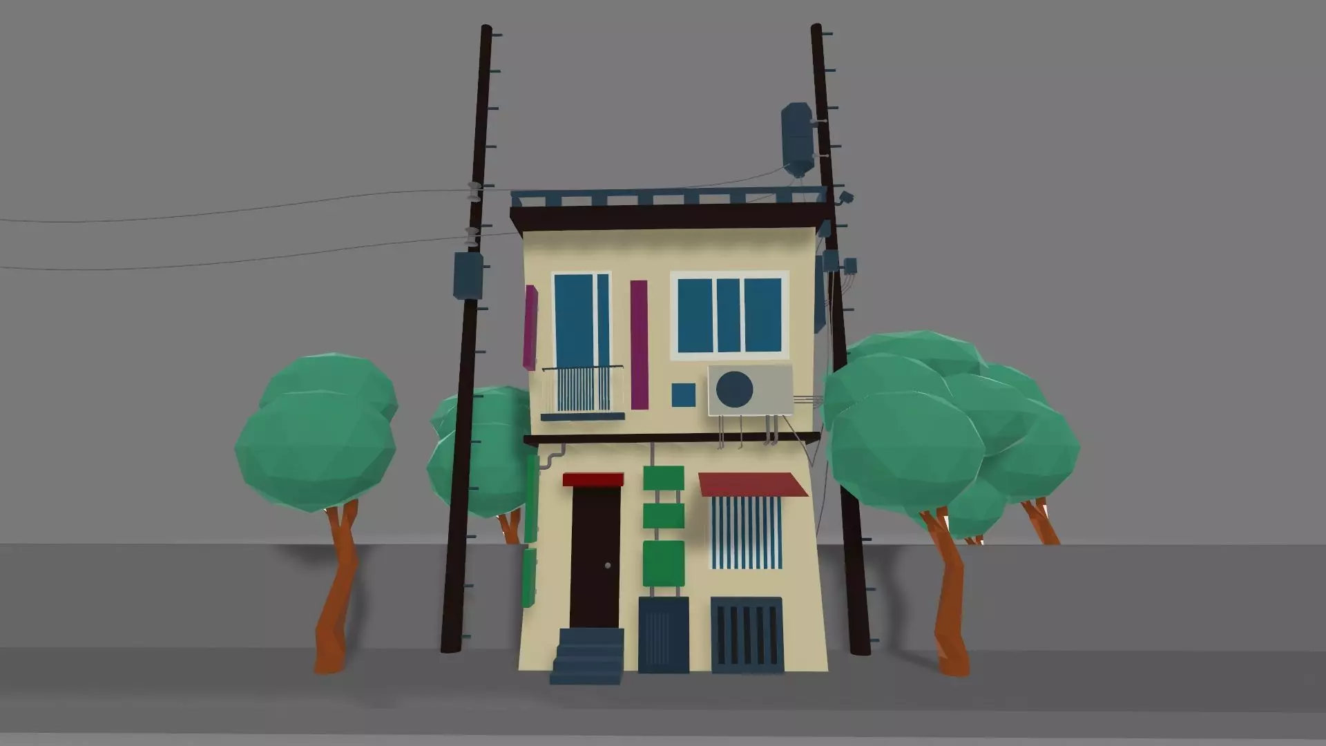 Cartoon House 3D model_0