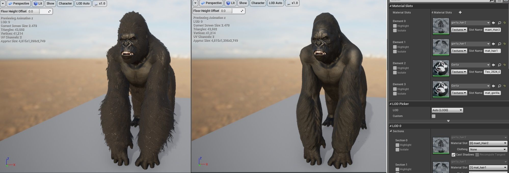 Realistic Gorilla  Face Rigged Game Ready Low-poly 3D model_10