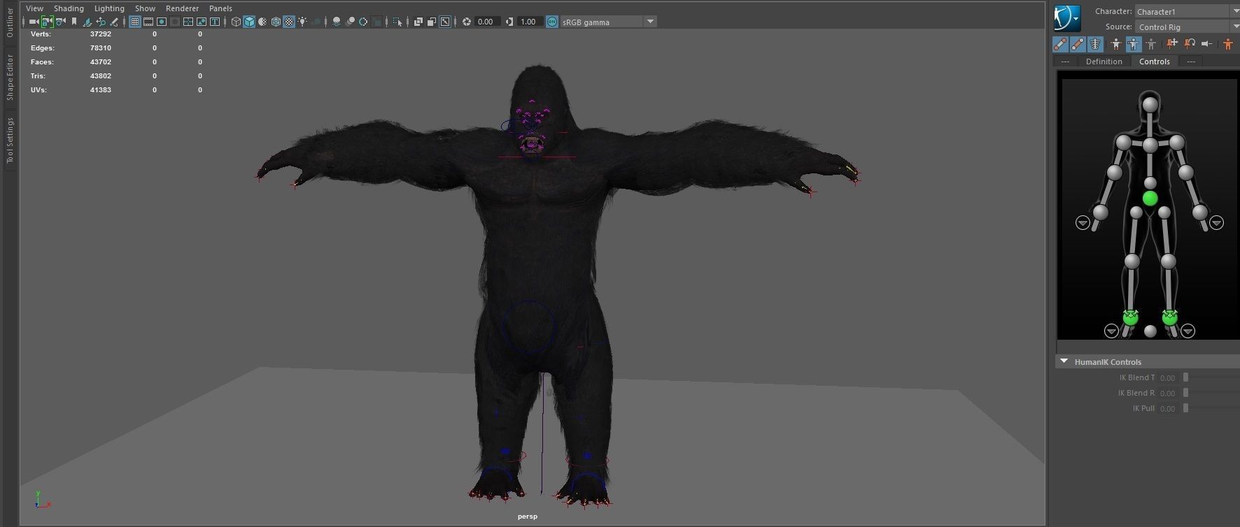 Realistic Gorilla  Face Rigged Game Ready Low-poly 3D model_7
