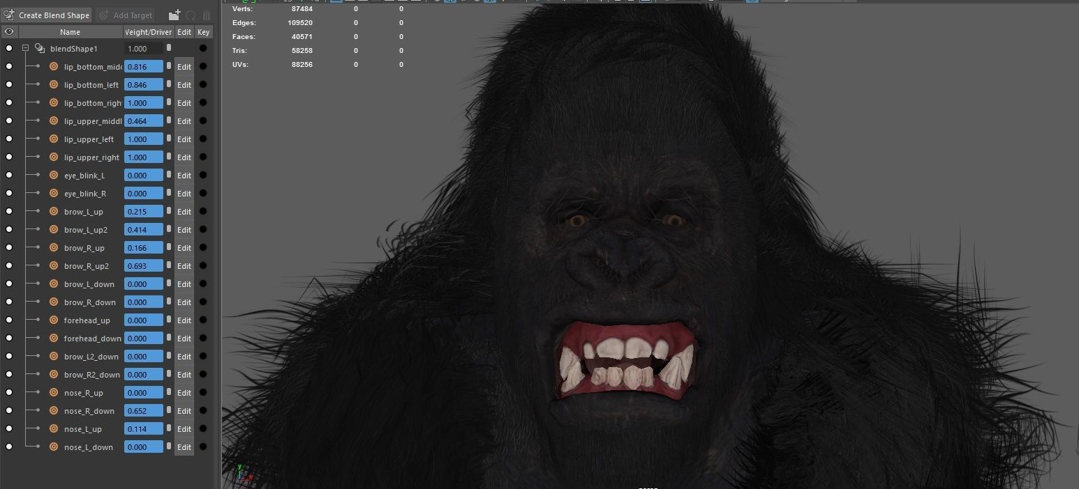 Realistic Gorilla  Face Rigged Game Ready Low-poly 3D model_1