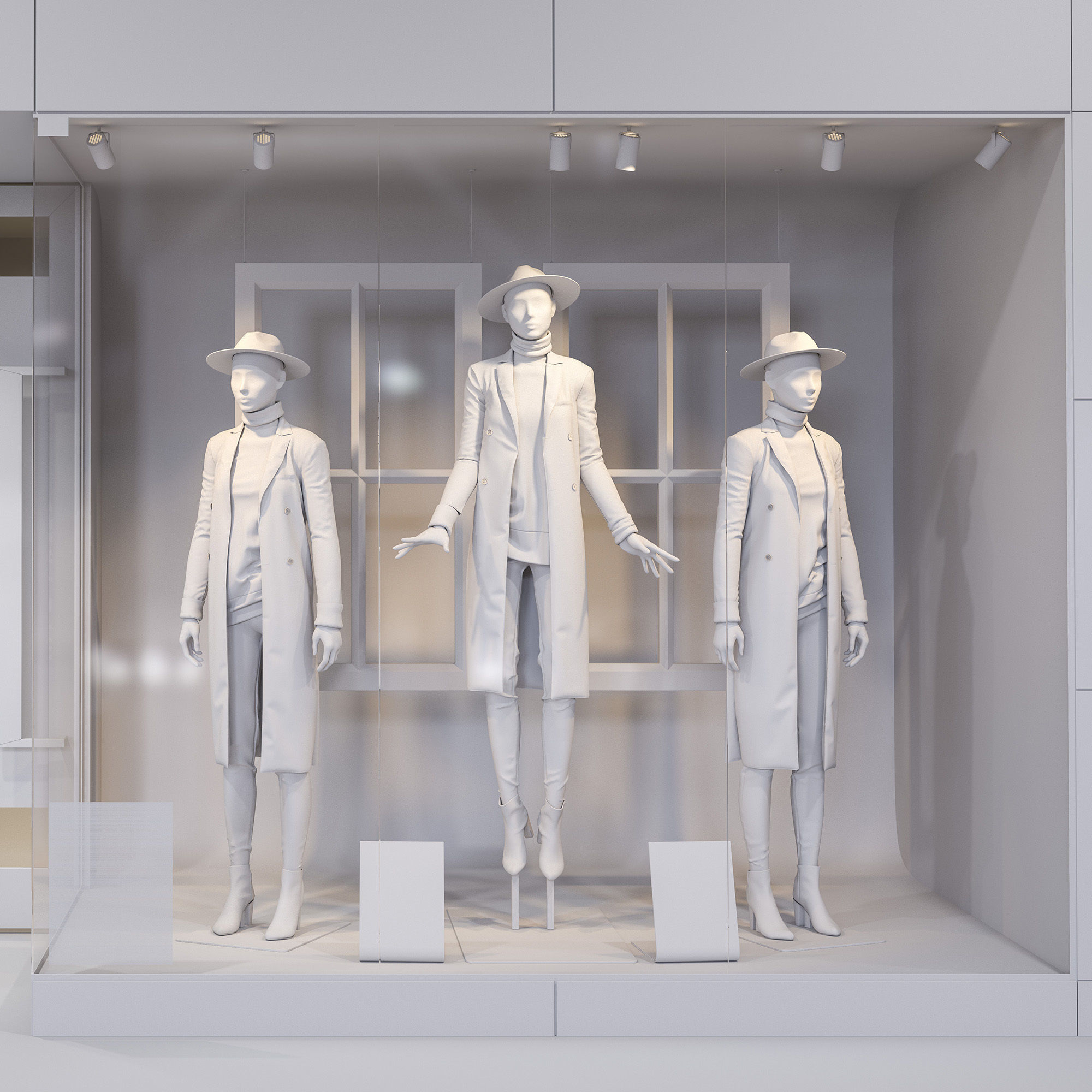  Shop front with female mannequin 3D model_3
