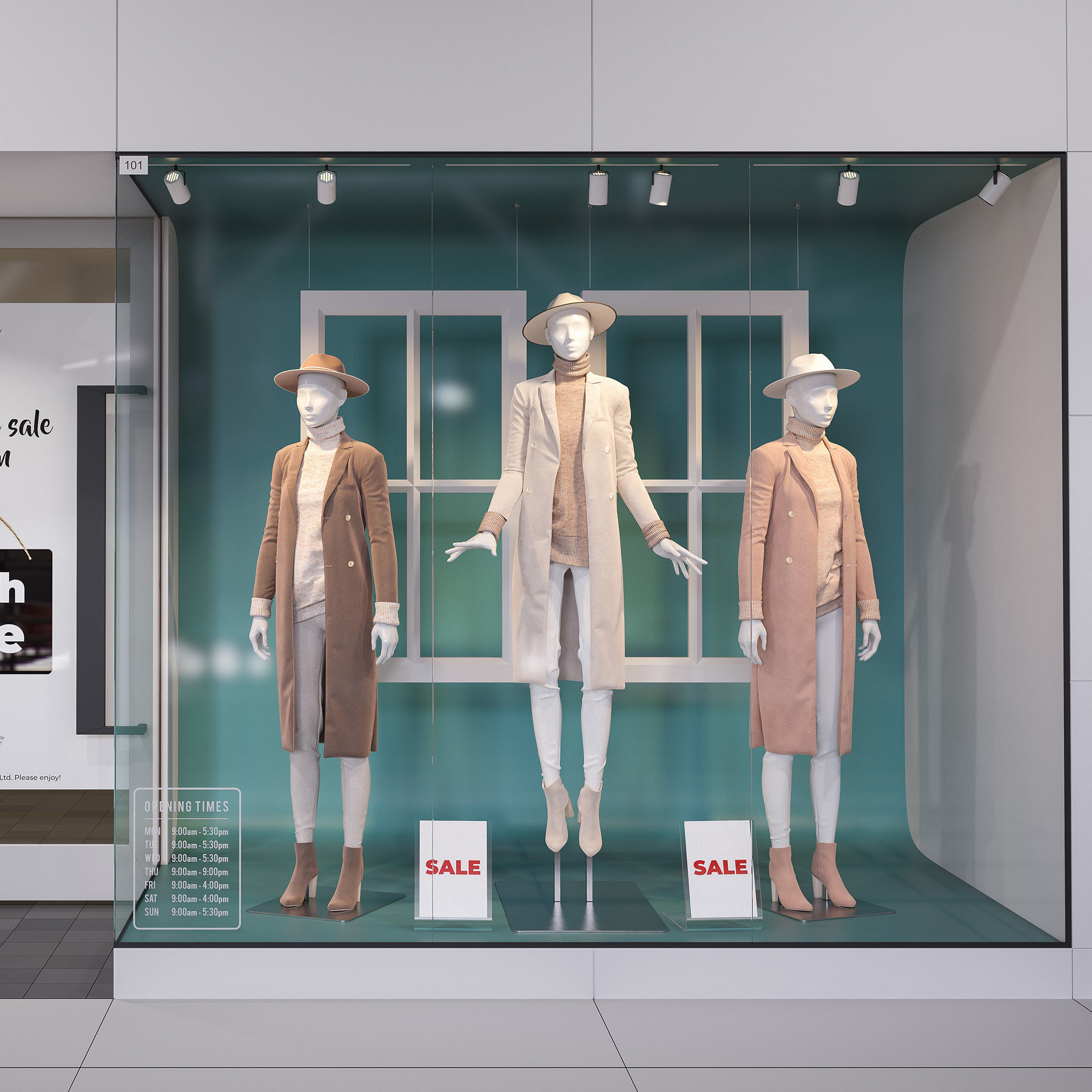  Shop front with female mannequin 3D model_2