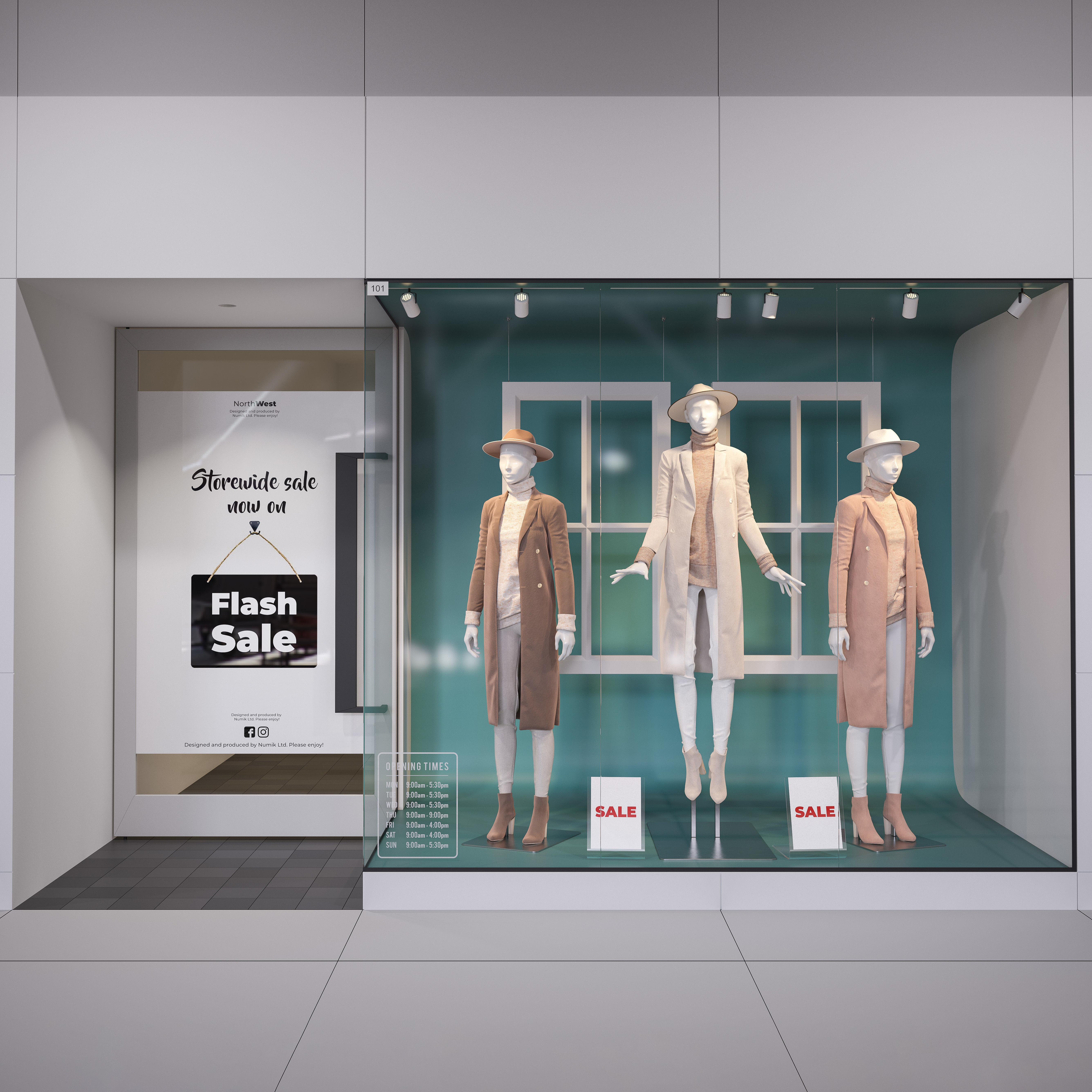  Shop front with female mannequin 3D model_1