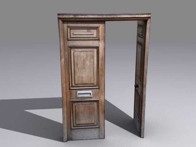 Door 33 Wooden with frame 3D model_1