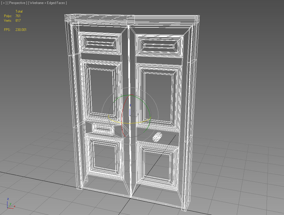 Door 33 Wooden with frame 3D model_5