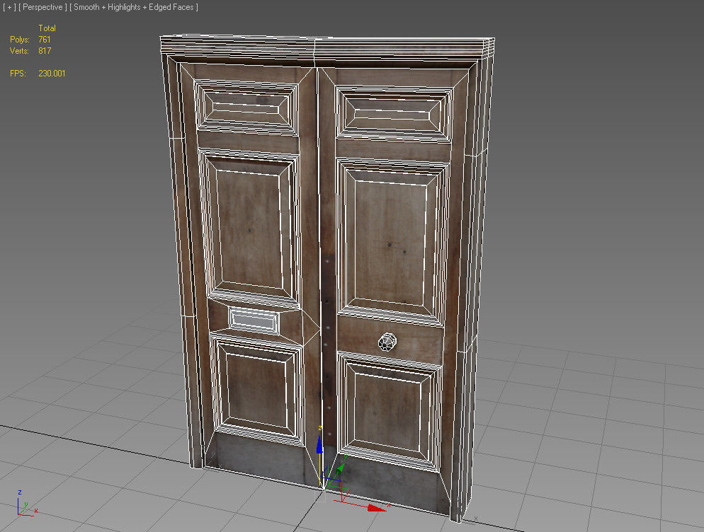 Door 33 Wooden with frame 3D model_4
