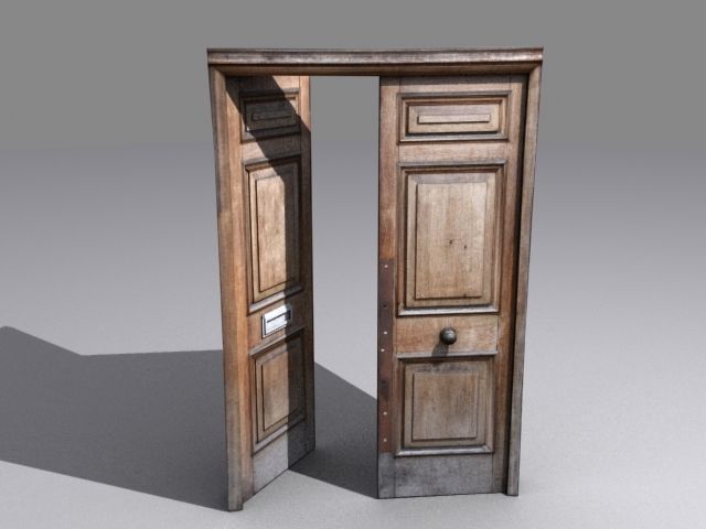 Door 33 Wooden with frame 3D model_2
