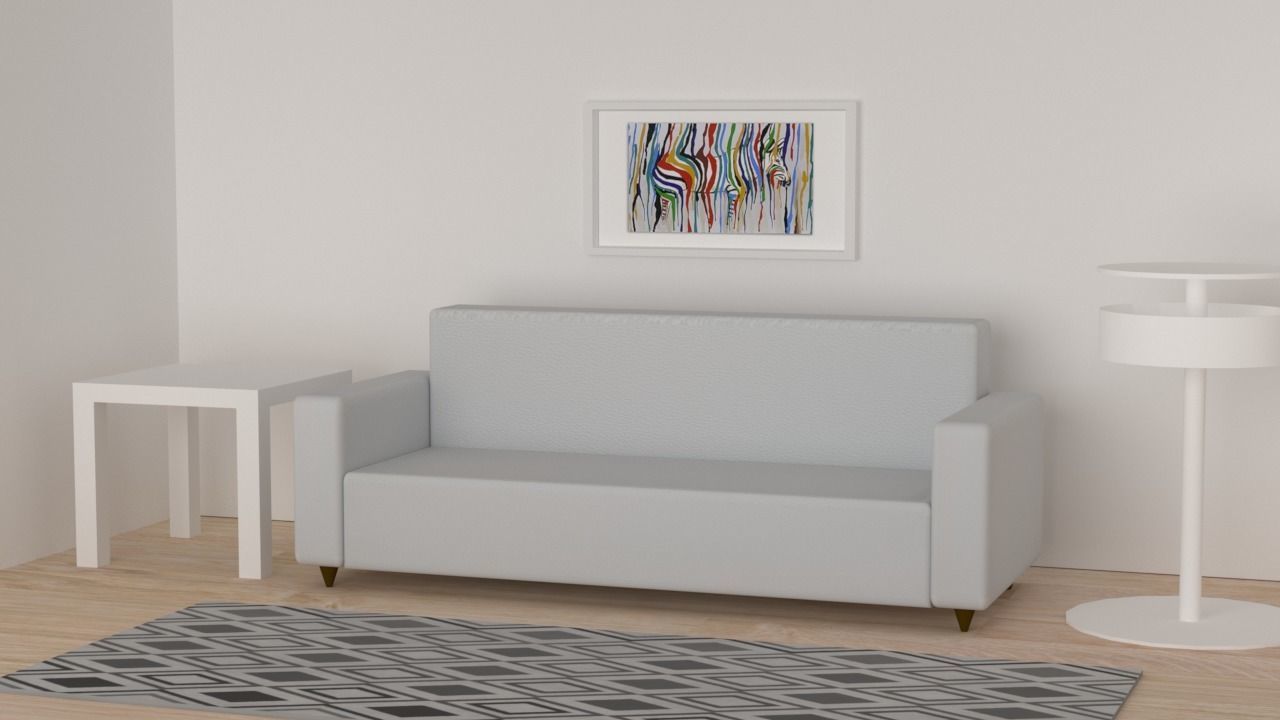 Simple hitech room Low-poly 3D model_1