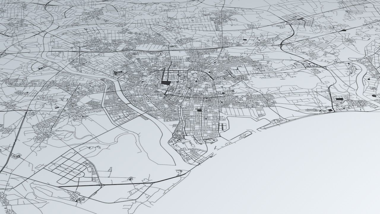 Tainan City  Road Network and Streets 3D model_6