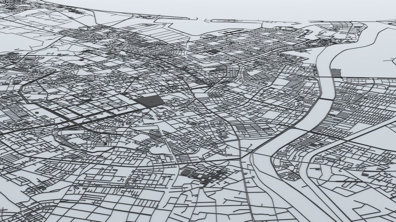 Tainan City  Road Network and Streets 3D model_2