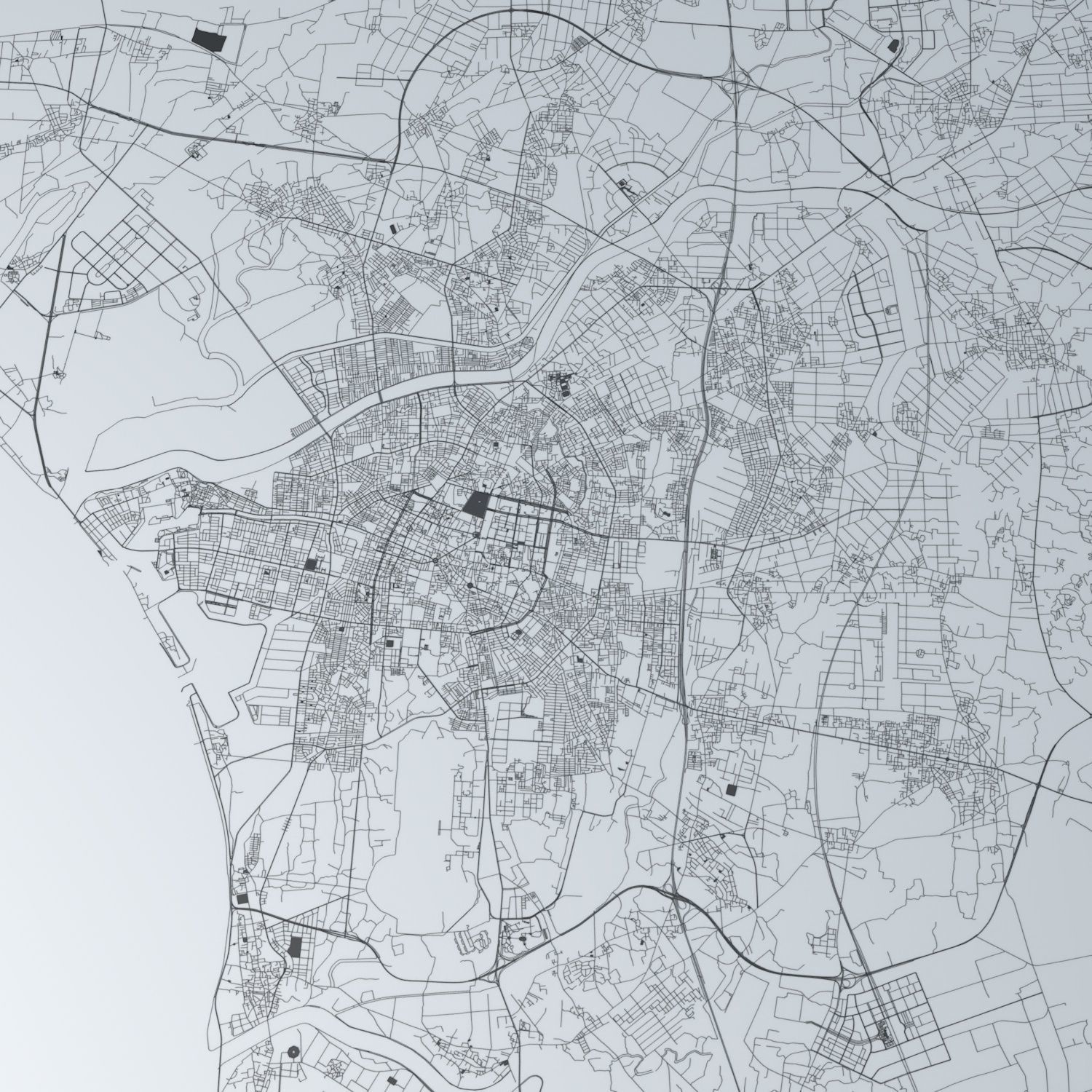 Tainan City  Road Network and Streets 3D model_1