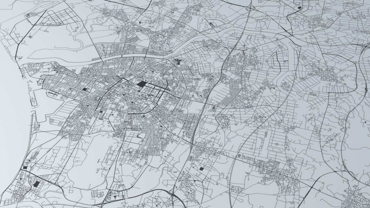 Tainan City  Road Network and Streets 3D model_3