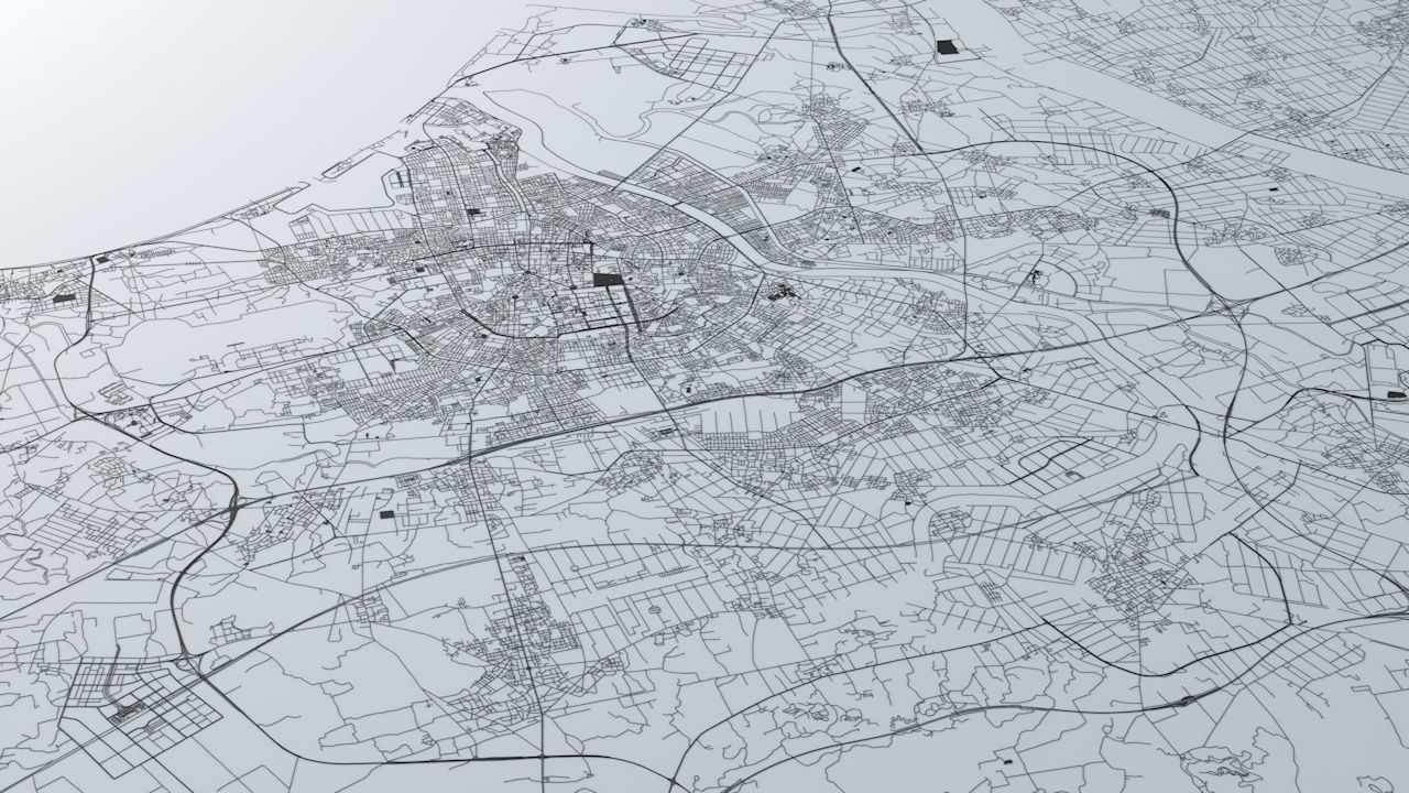 Tainan City  Road Network and Streets 3D model_10