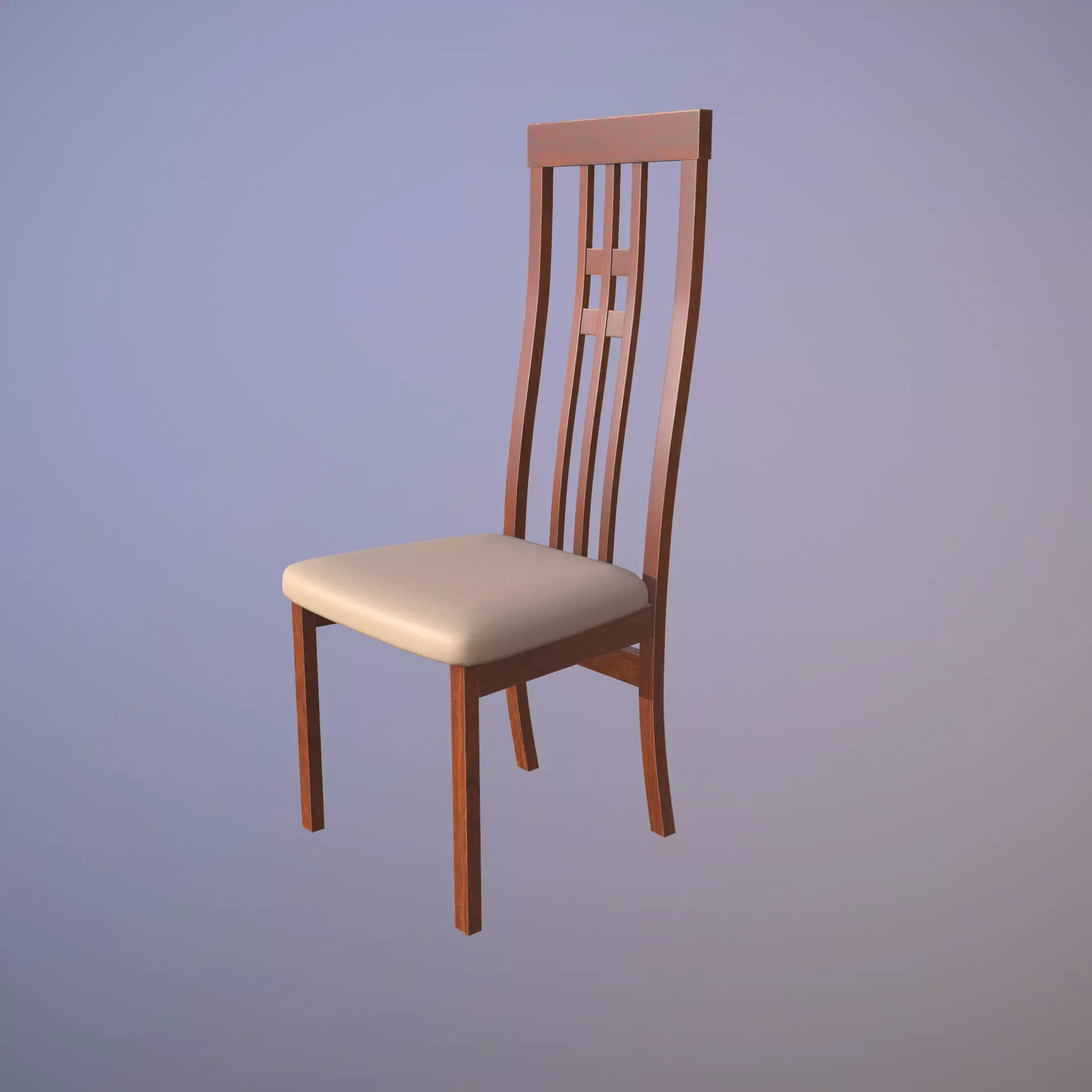 Chair wooden Low-poly 3D model_0