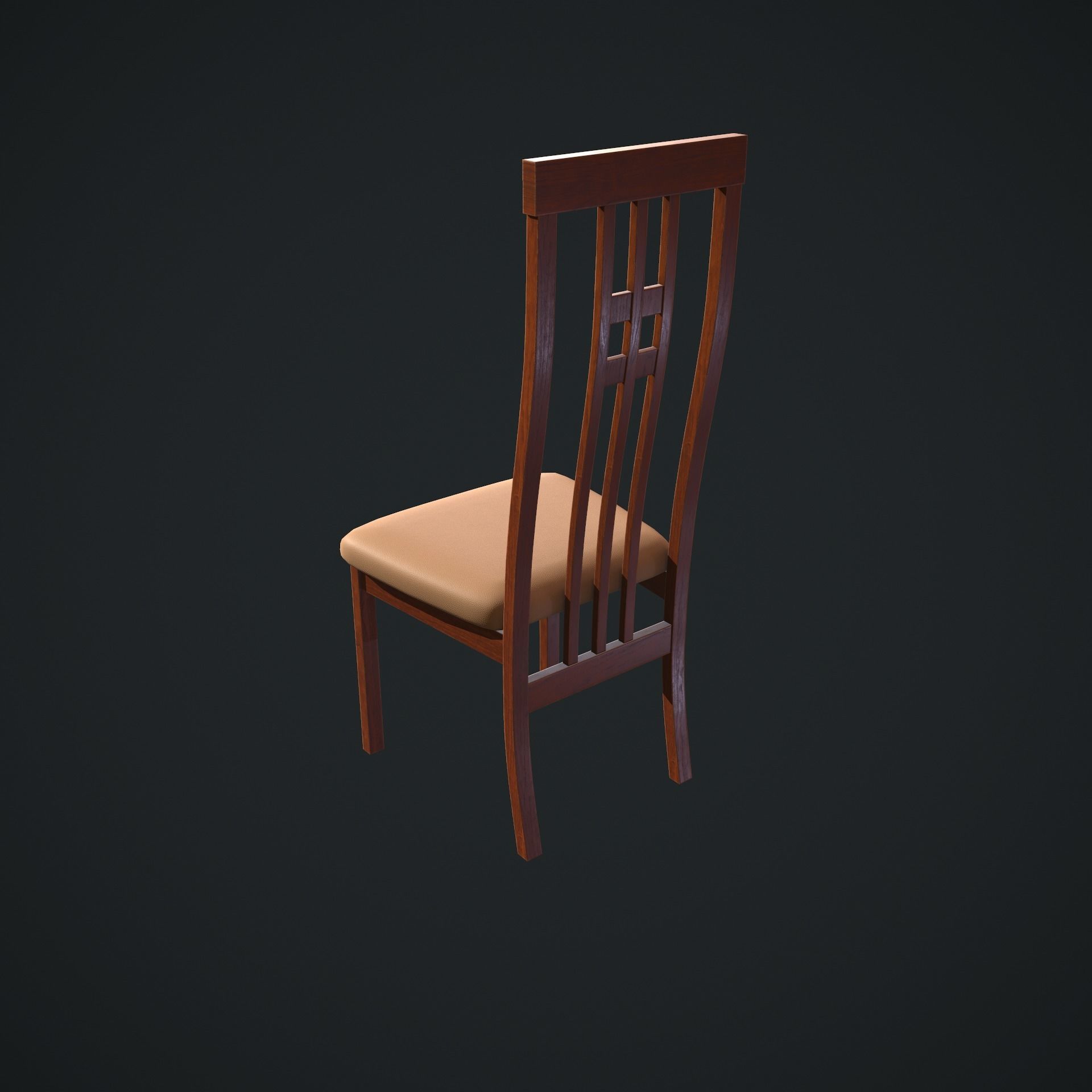 Chair wooden Low-poly 3D model_2
