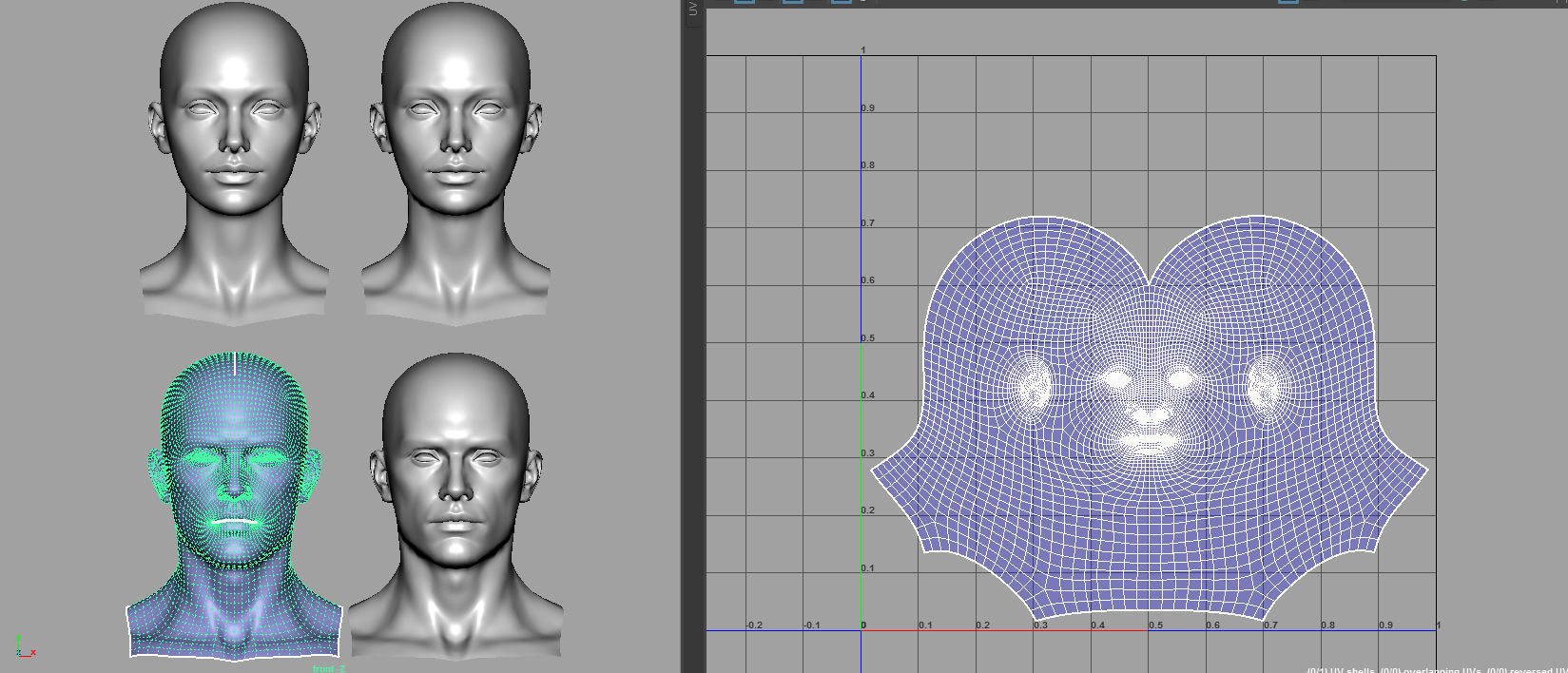 Character - Female Head Base Mesh Blendshape Low-poly 3D model_11