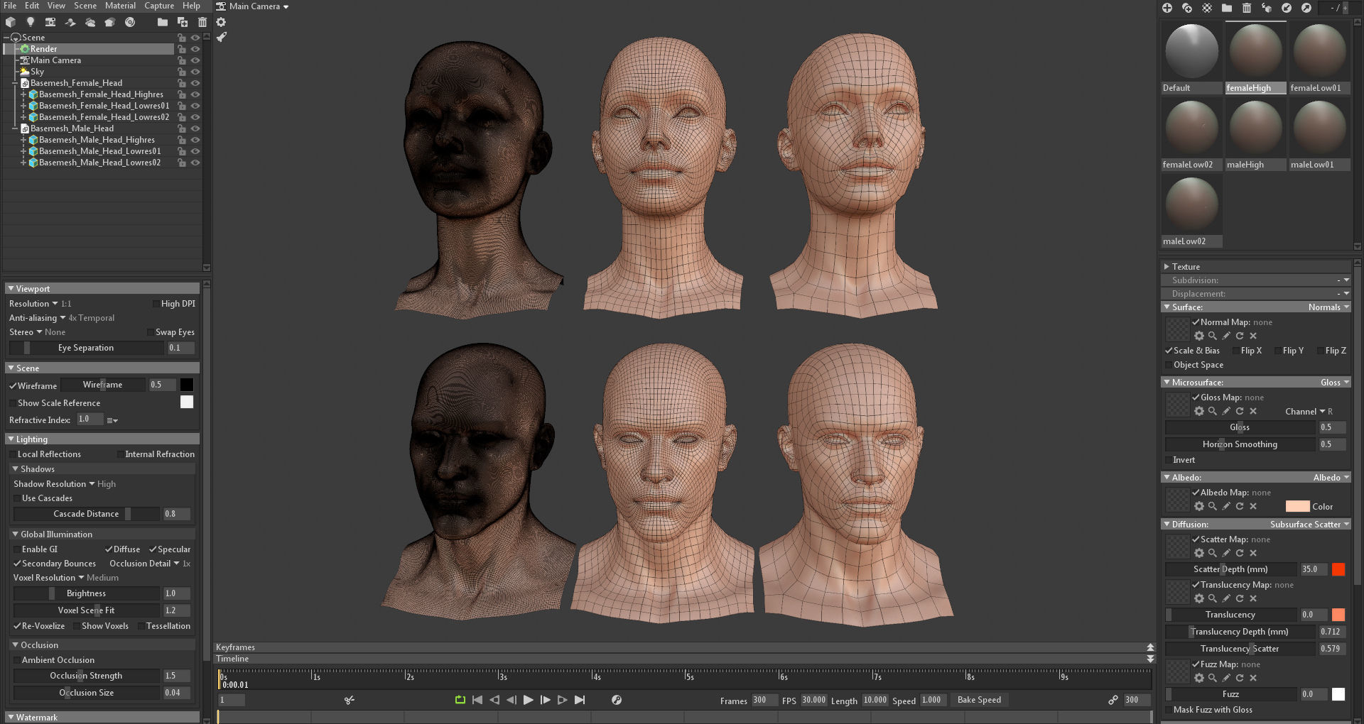 Character - Female Head Base Mesh Blendshape Low-poly 3D model_8