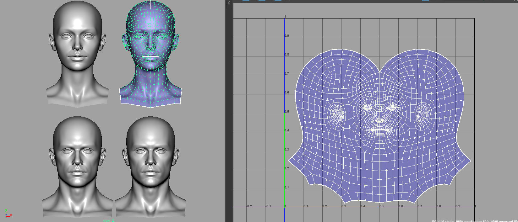 Character - Female Head Base Mesh Blendshape Low-poly 3D model_10