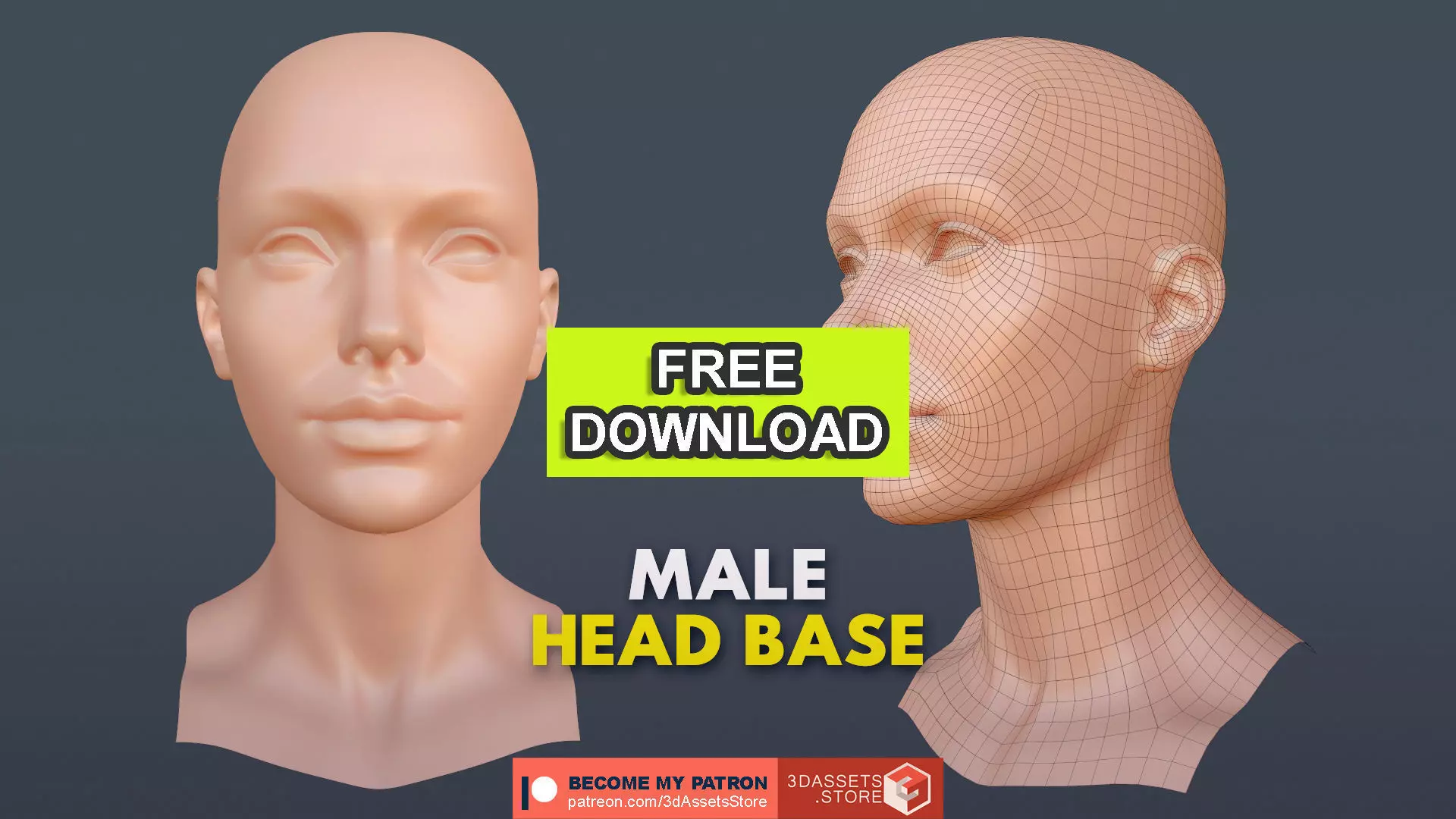 Character - Female Head Base Mesh Blendshape Low-poly 3D model_0