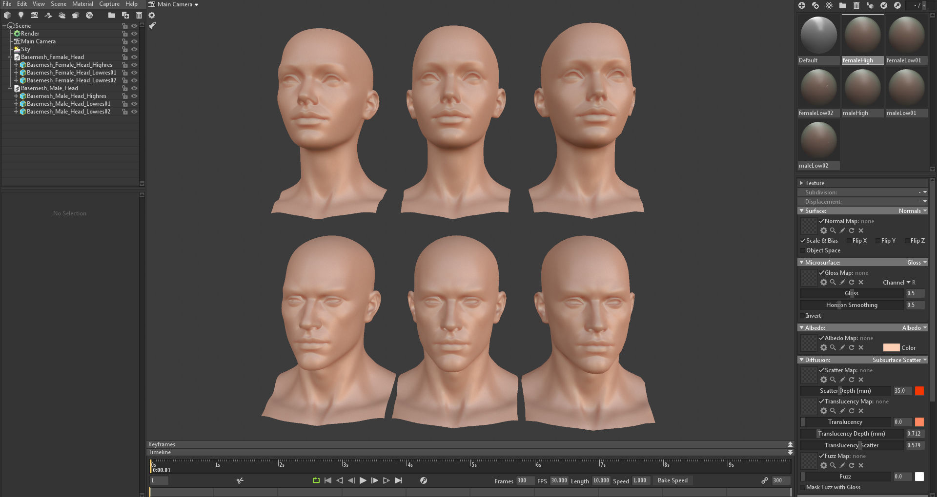 Character - Female Head Base Mesh Blendshape Low-poly 3D model_7
