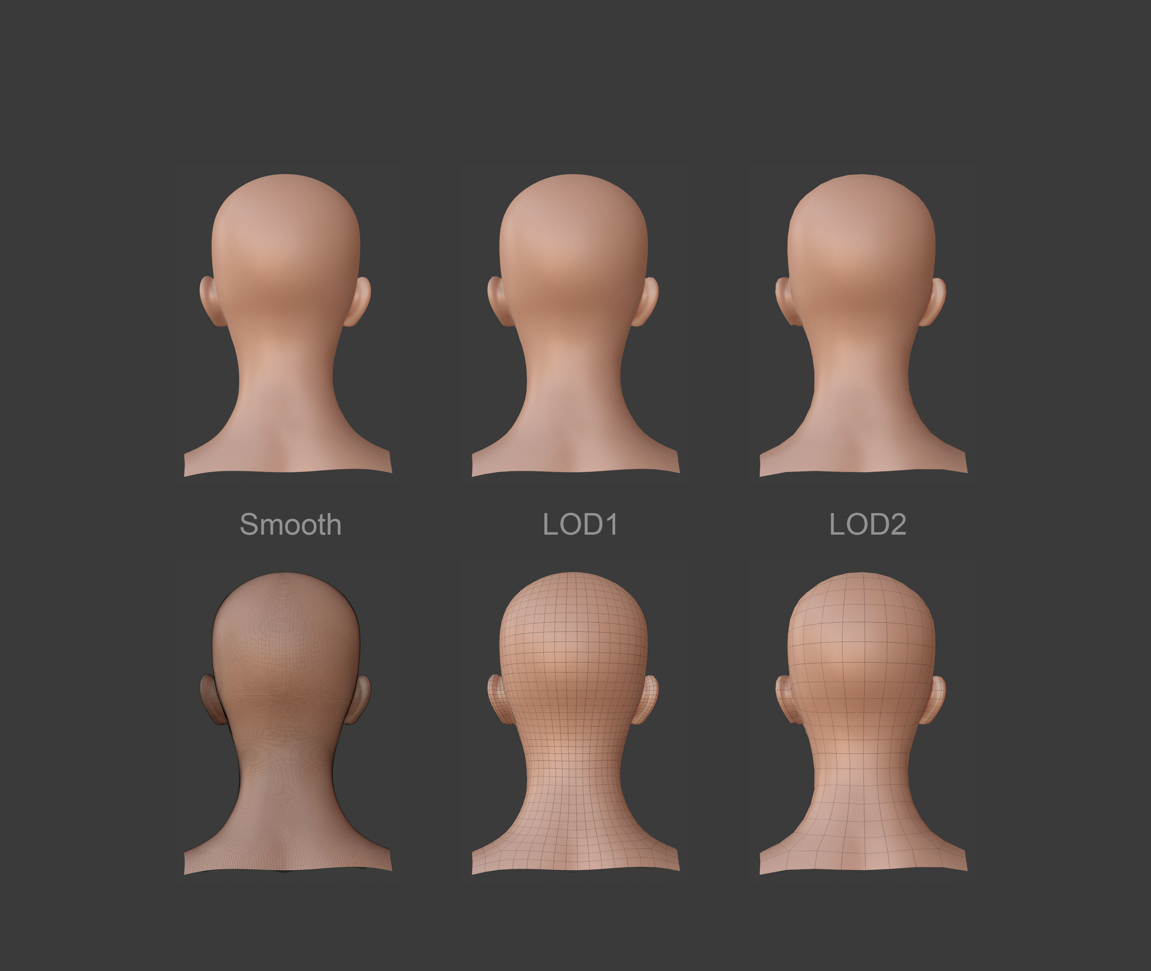 Character - Female Head Base Mesh Blendshape Low-poly 3D model_6