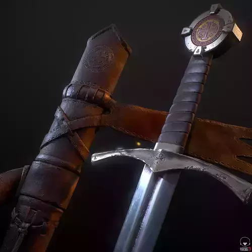 Templar Sword Low-poly 3D model