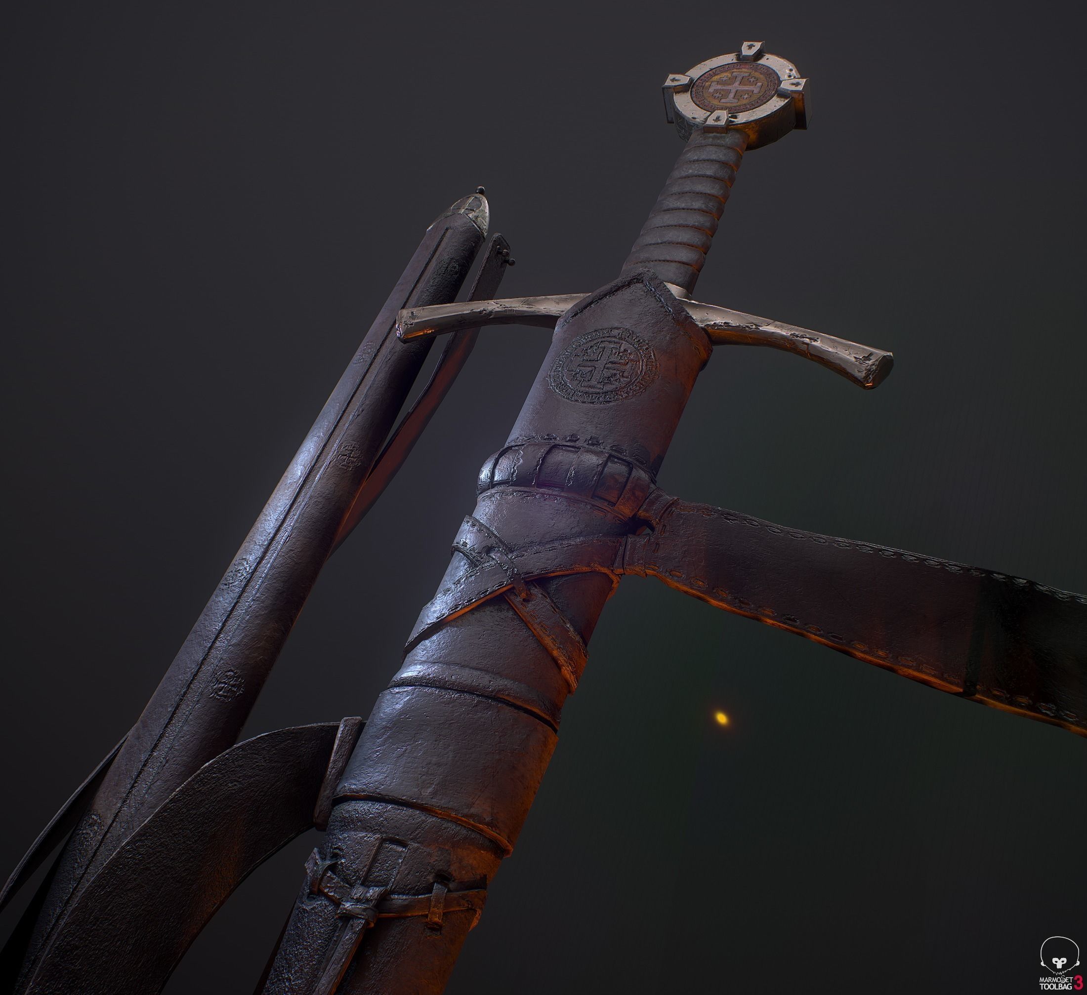 Templar Sword Low-poly 3D model_7