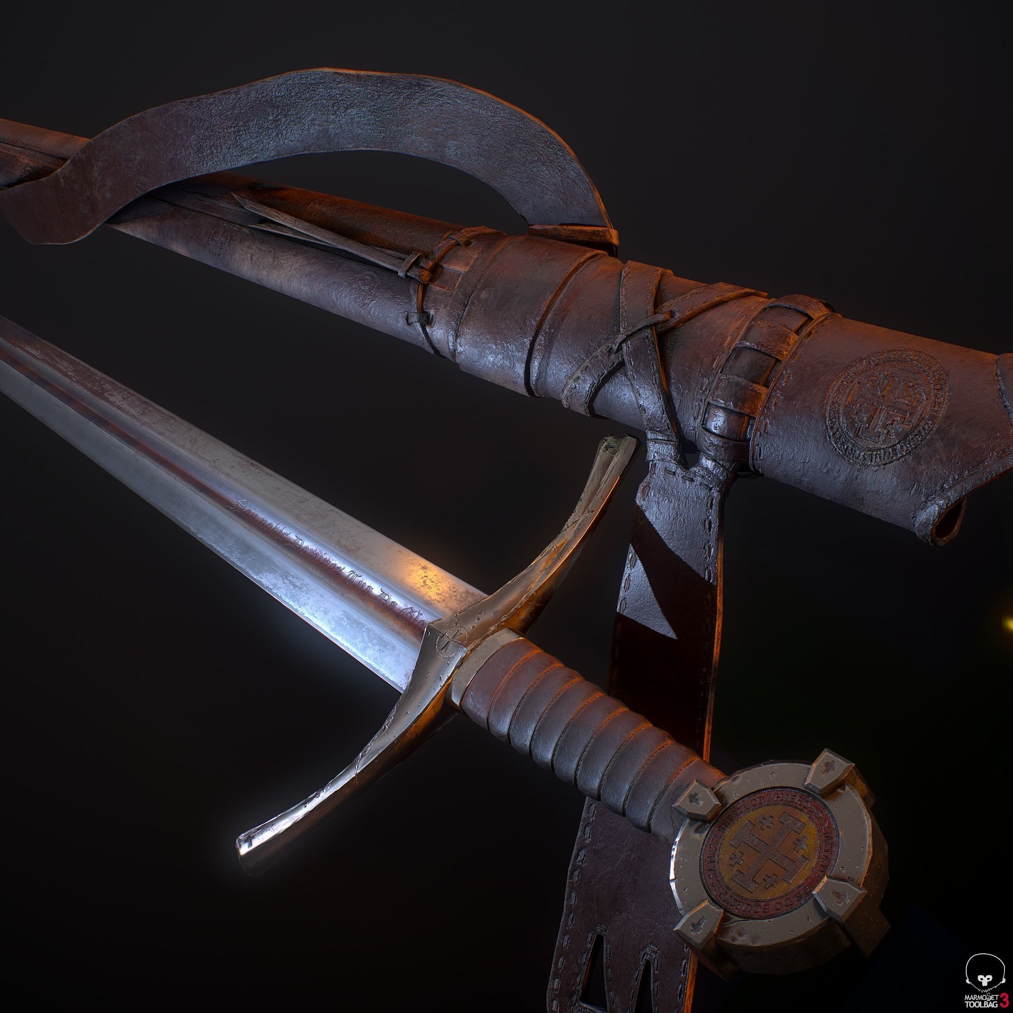 Templar Sword Low-poly 3D model_3