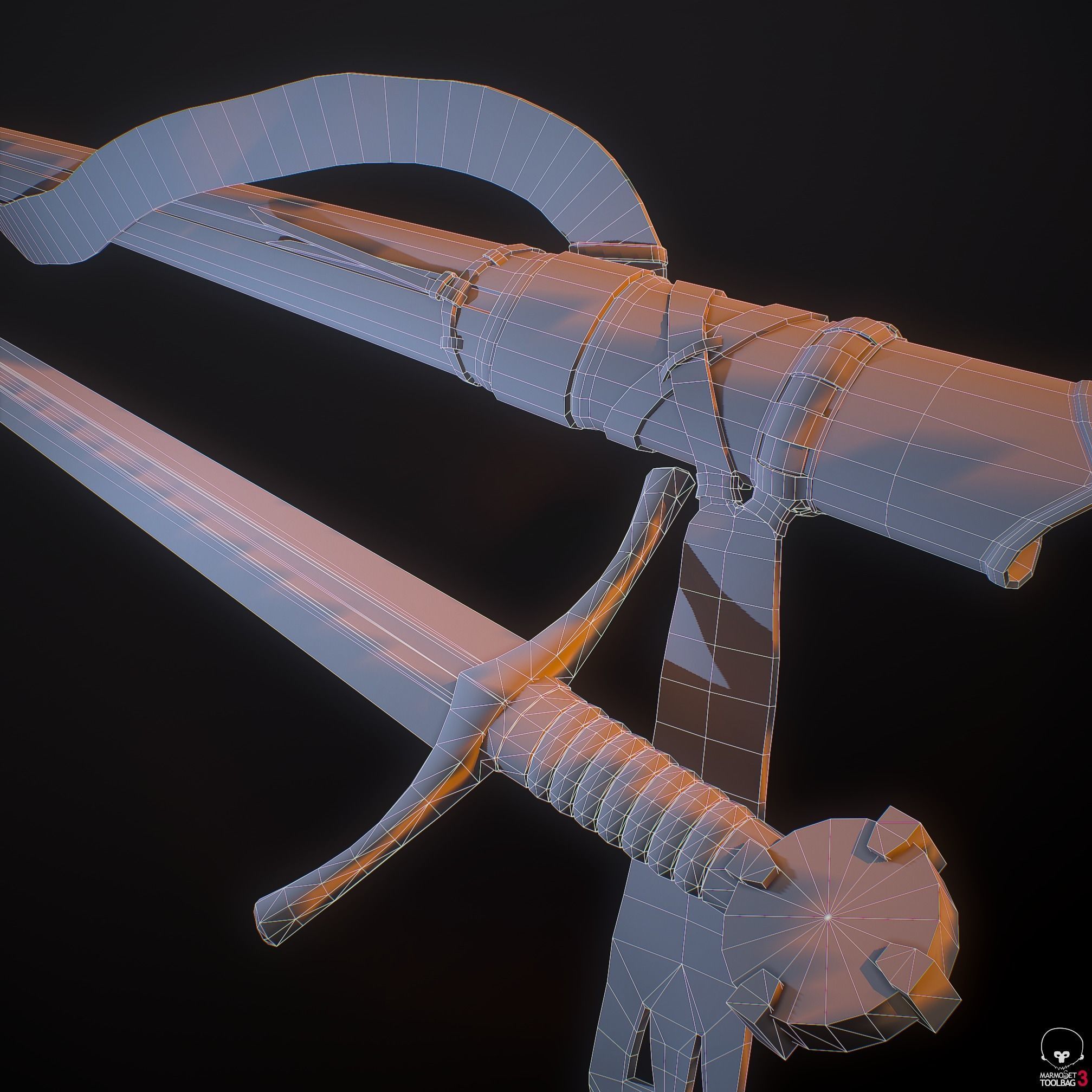 Templar Sword Low-poly 3D model_8