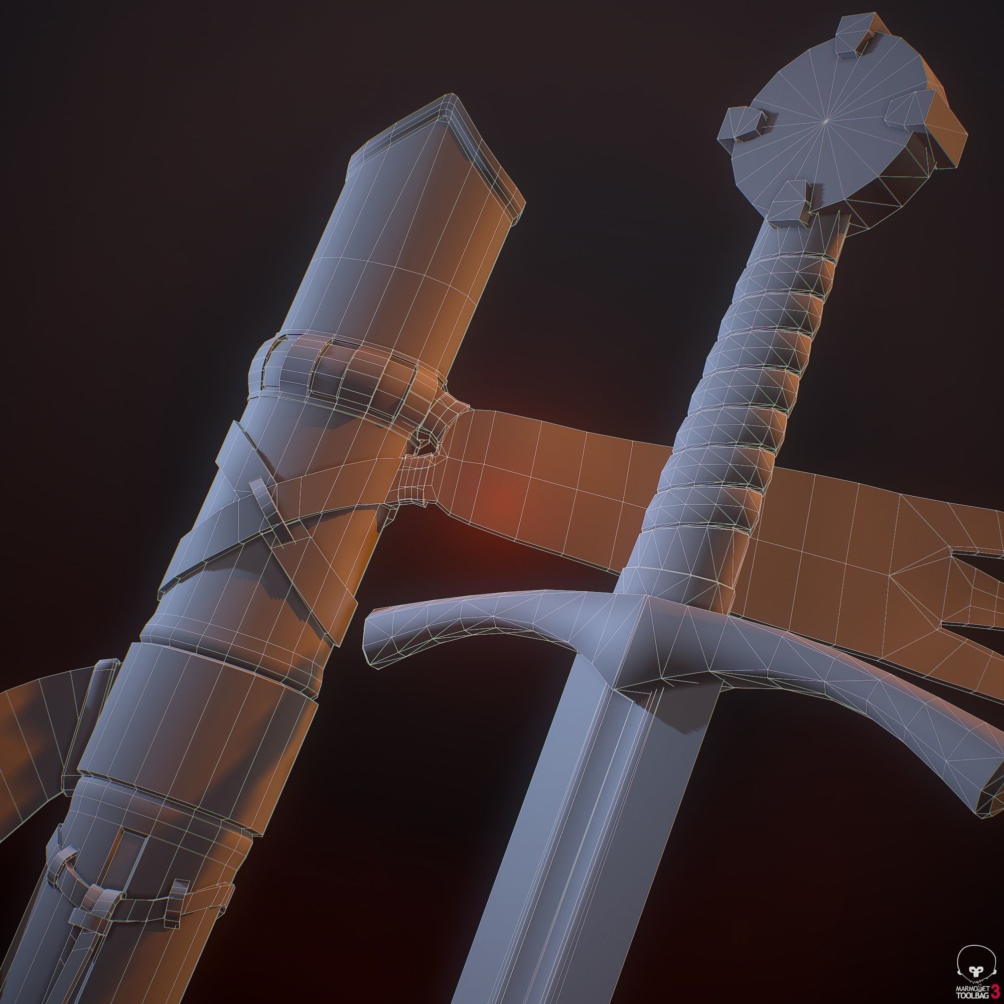 Templar Sword Low-poly 3D model_9