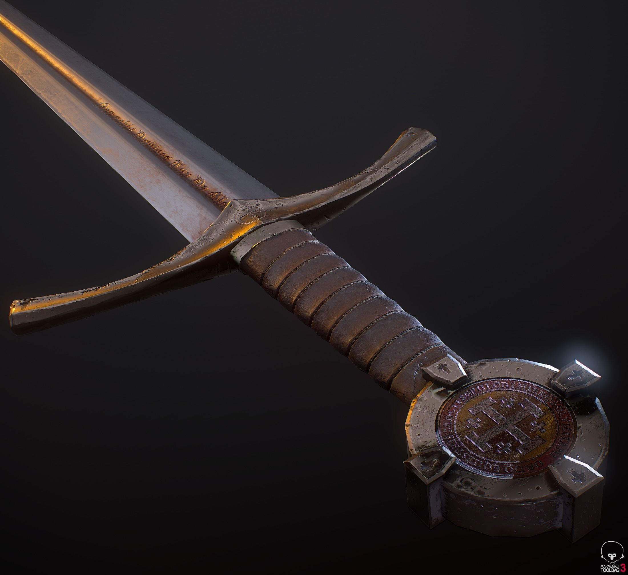 Templar Sword Low-poly 3D model_6