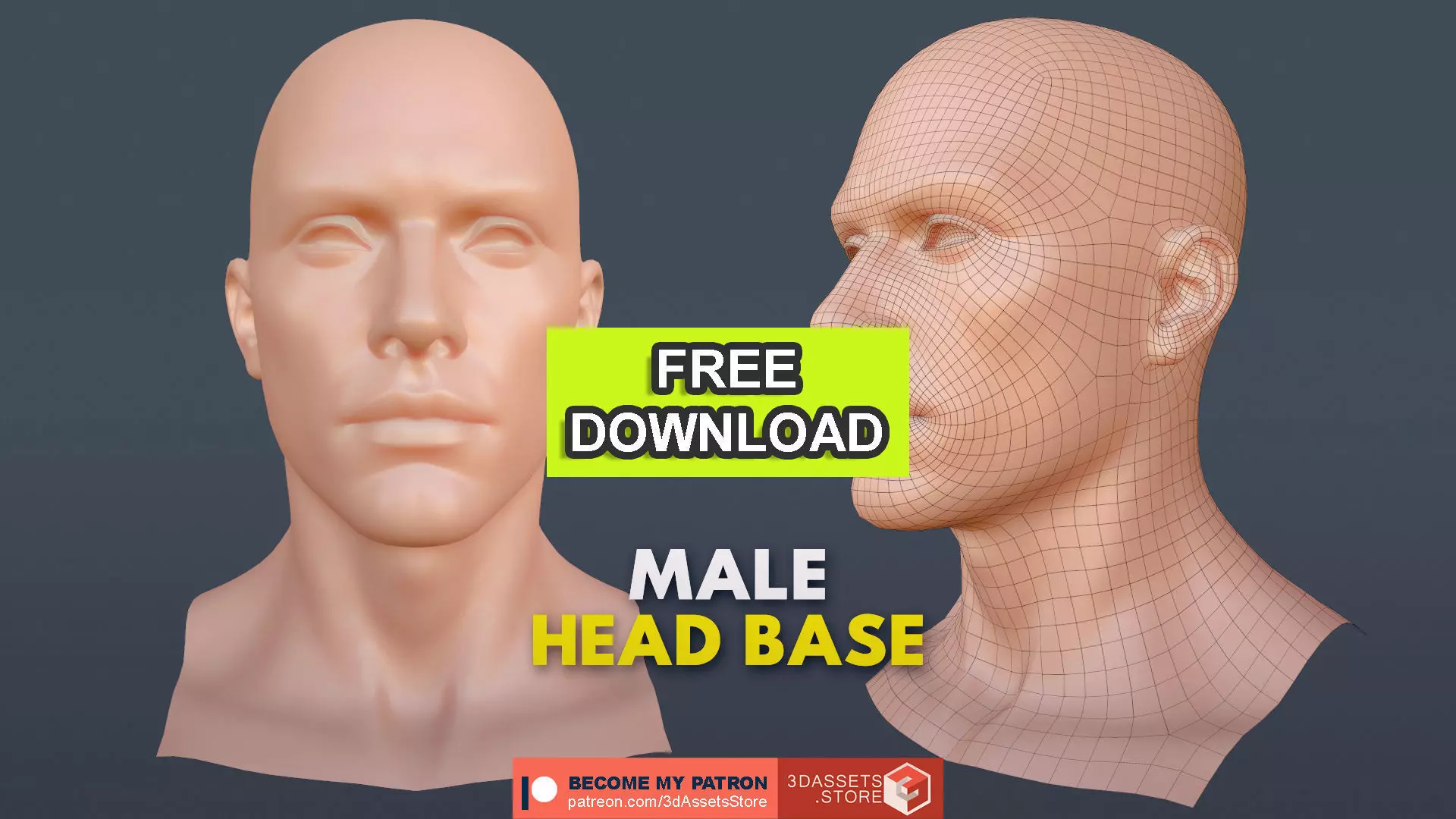 3D model Character - Male Head Base Mesh Blendshape VR / AR / low-poly ...