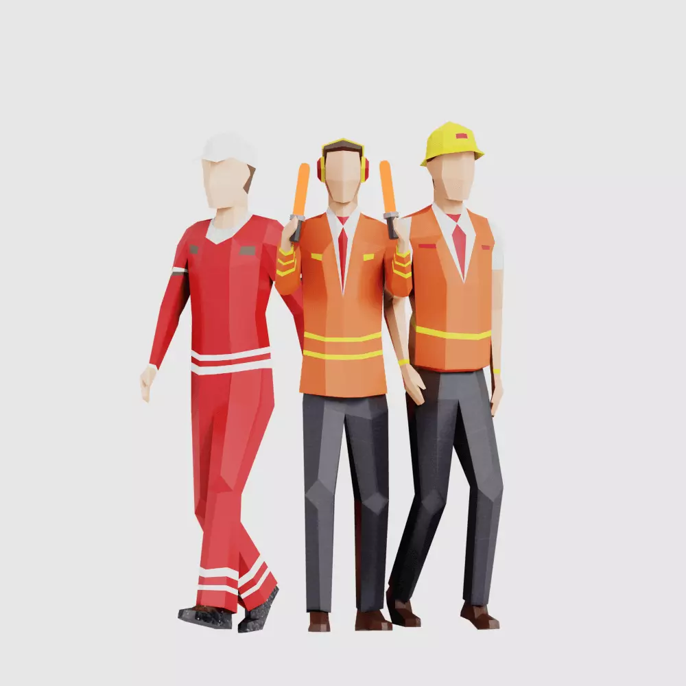 Airport Crew Men Low-poly 3D model_0