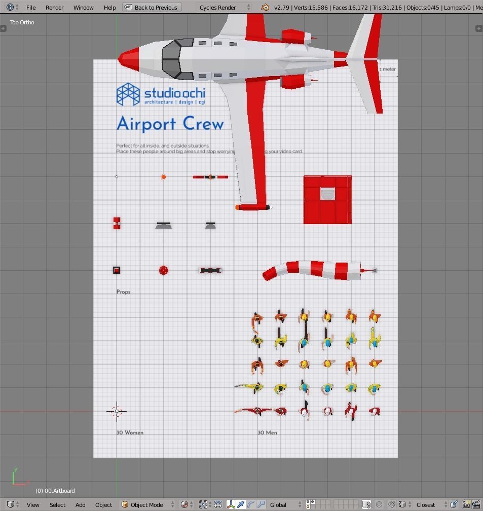 Airport Crew Men Low-poly 3D model_6