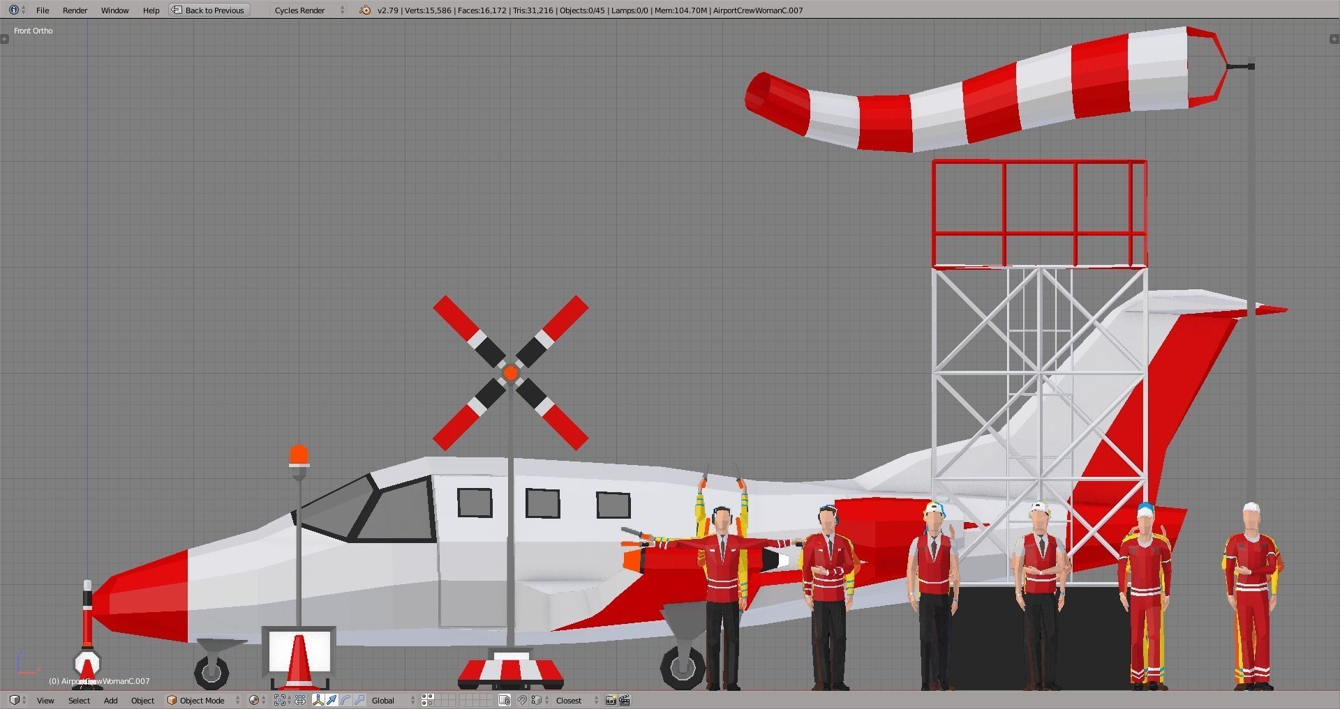 Airport Crew Men Low-poly 3D model_5