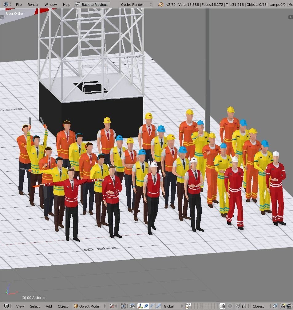 Airport Crew Men Low-poly 3D model_7