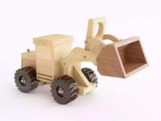 Wooden toy bulldozer 03