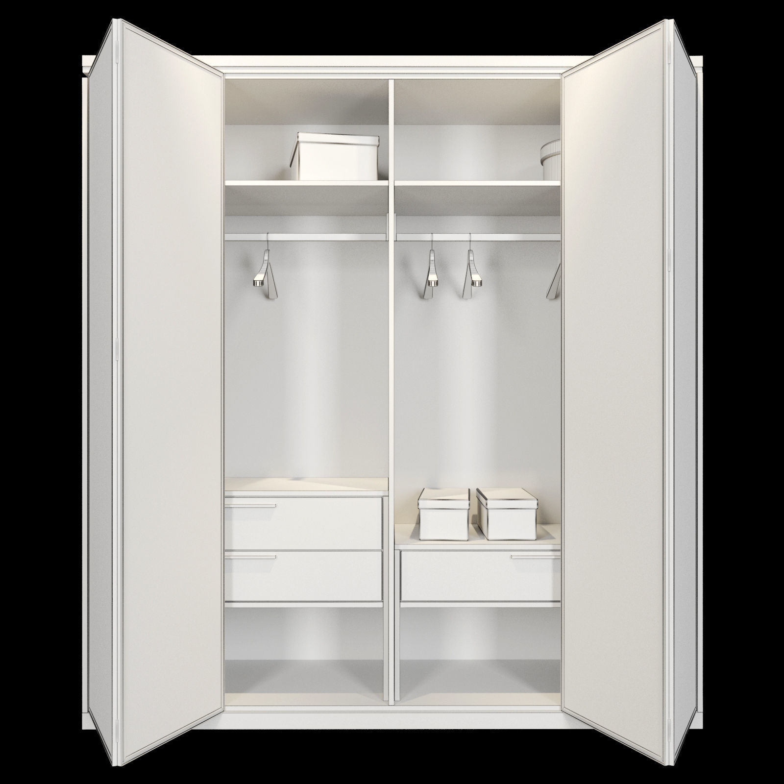 Wardrobe closet with glass doors and drawers 3D model_2
