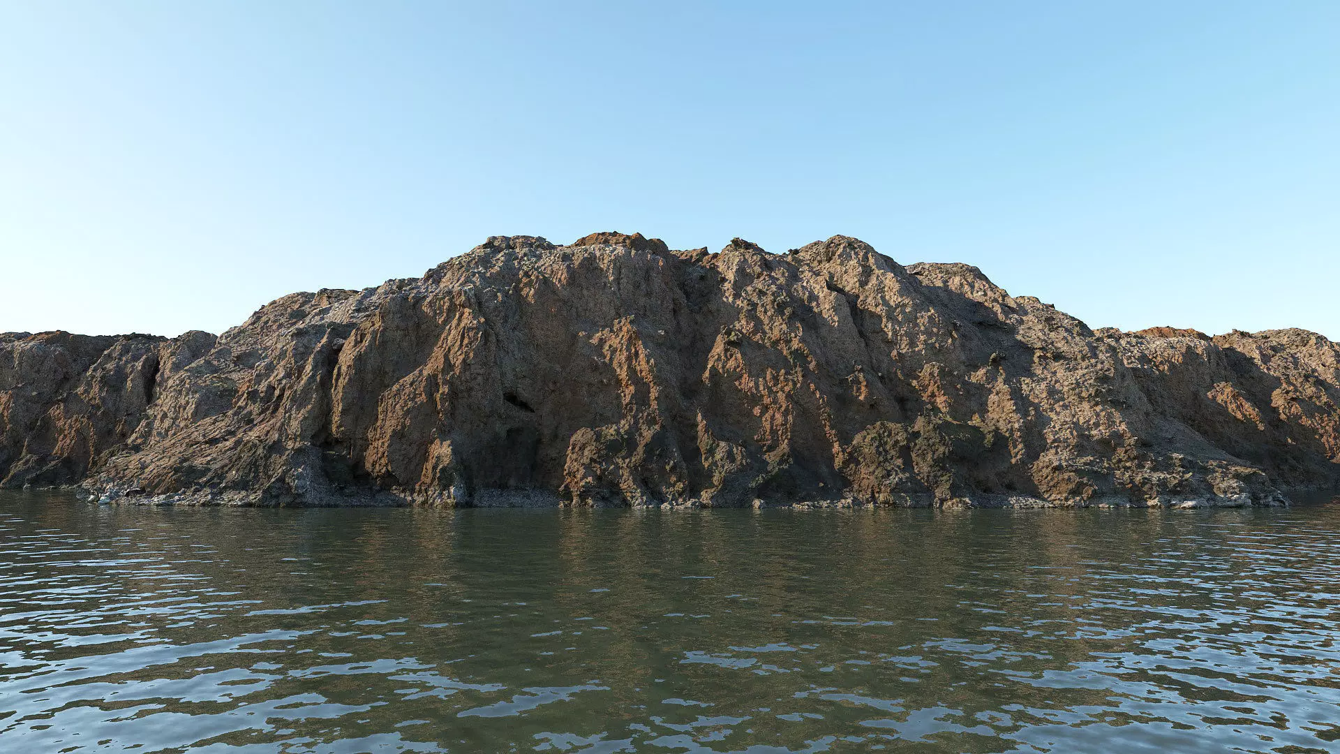 Coastal rocky cliff Low-poly 3D model_0