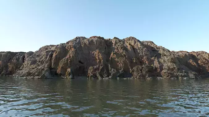Coastal rocky cliff Low-poly 3D model