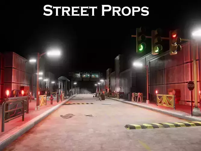 Street Props Low-poly 3D model Street Props Low-poly 3D model