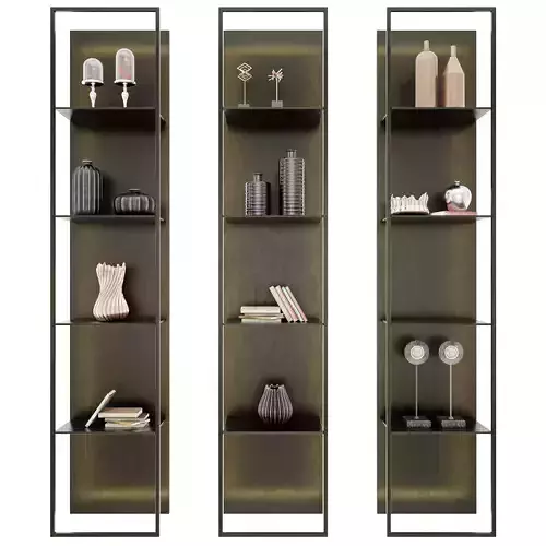 Shelf 3D model three bookshelves in metal frame