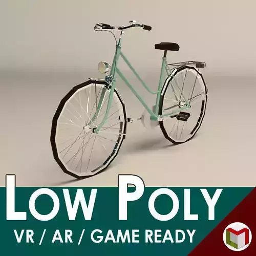 Low Poly Ladies Bike Low-poly 3D model