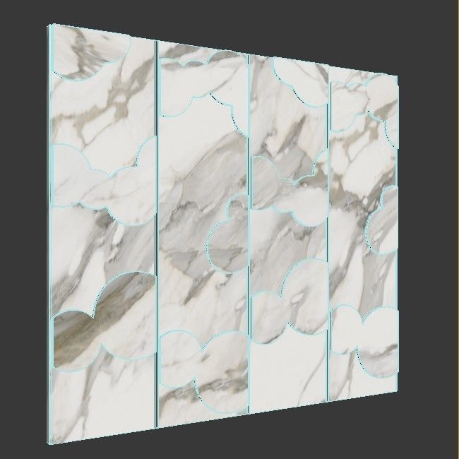 Decor marble wall panel with gold clouds 3D model_3