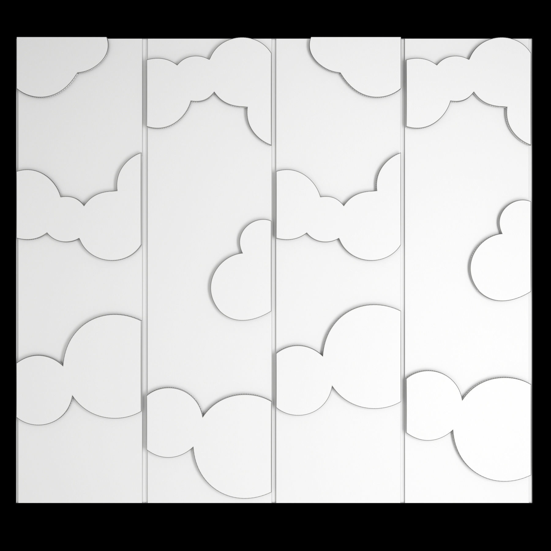 Decor marble wall panel with gold clouds 3D model_2