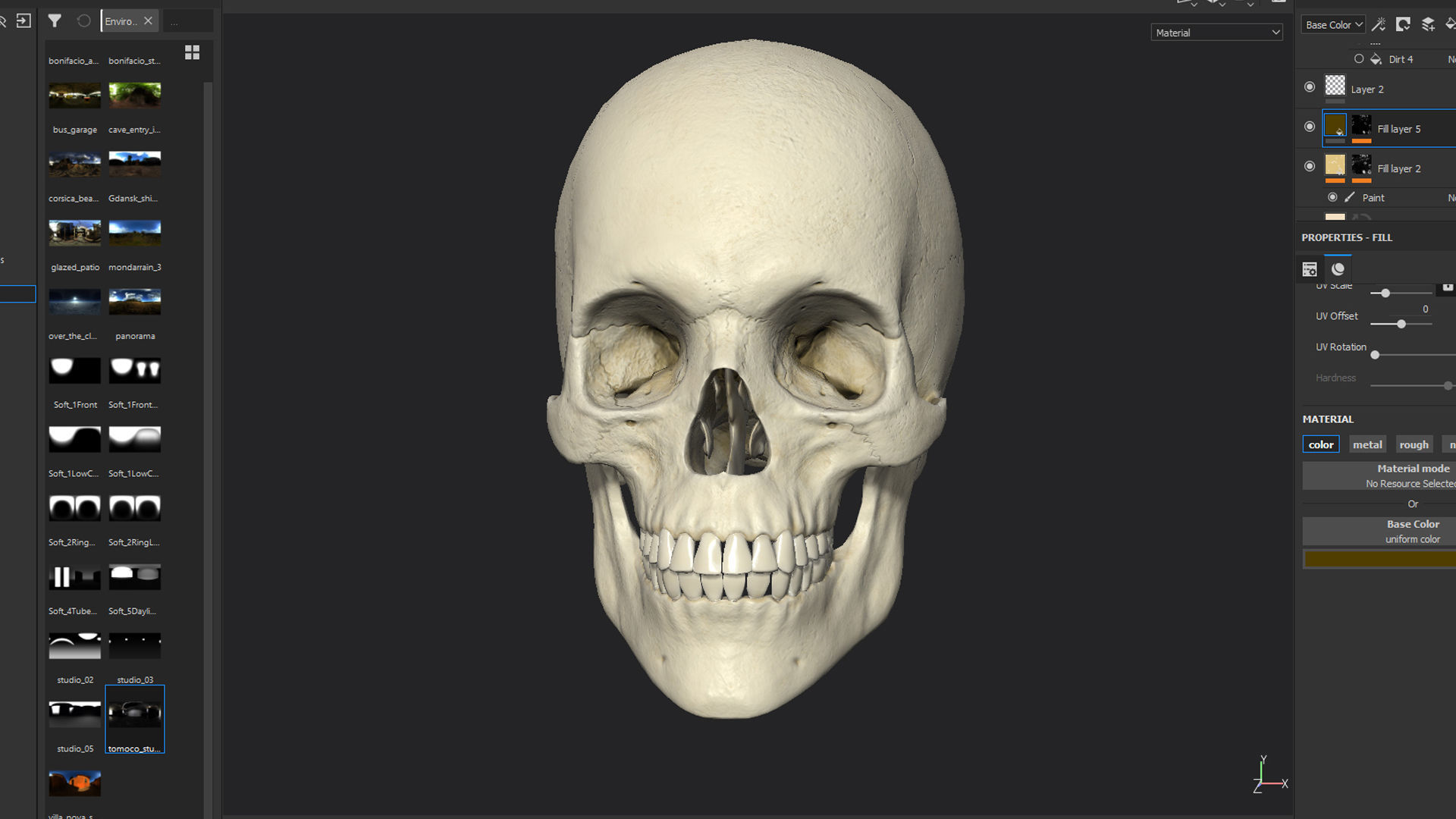 Skull human showing front and back view Low-poly 3D model_2