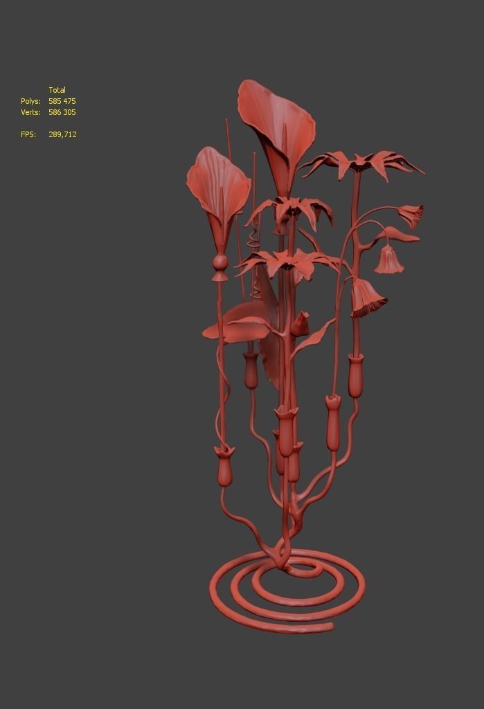Bronze bouquet 3D model_5