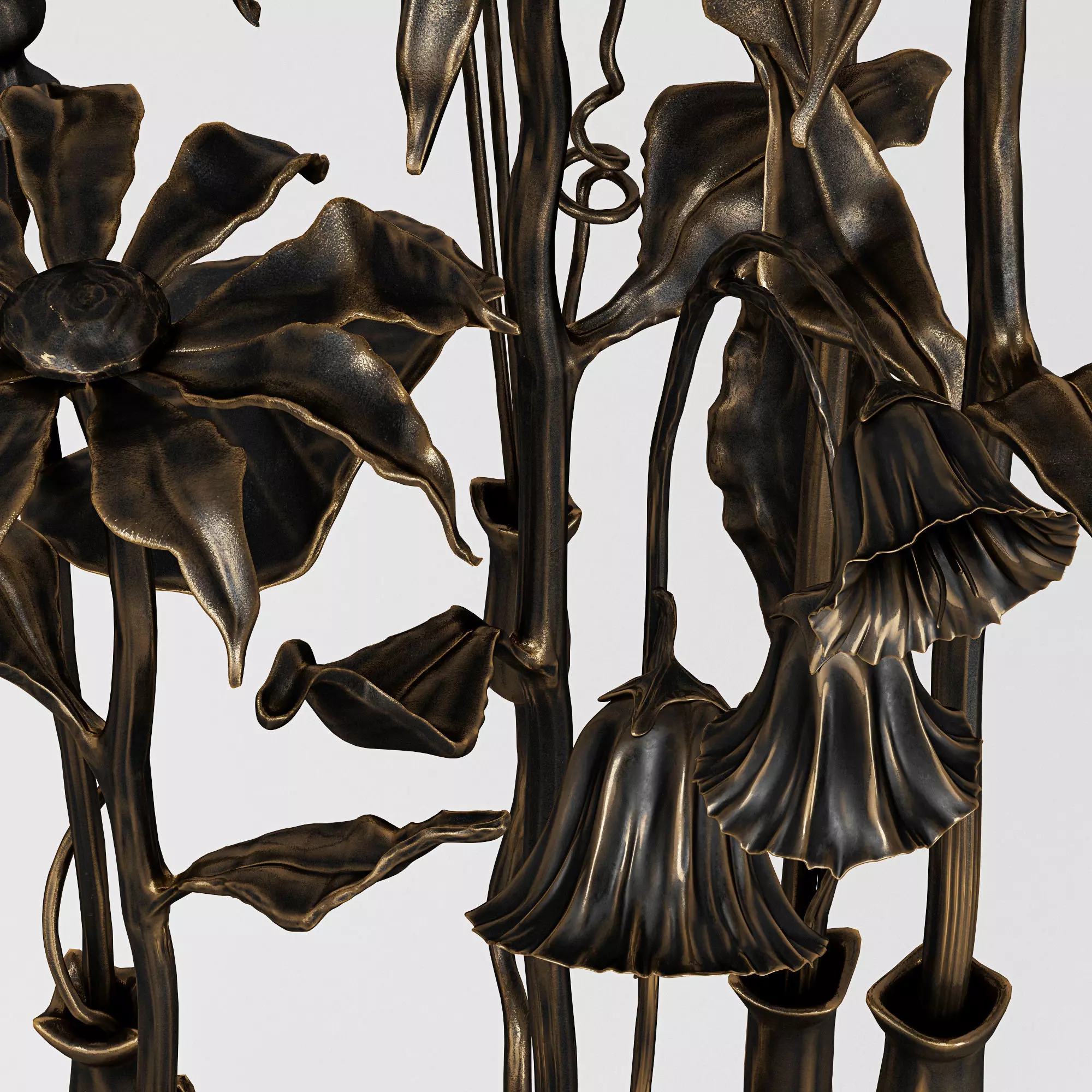 Bronze bouquet 3D model_0