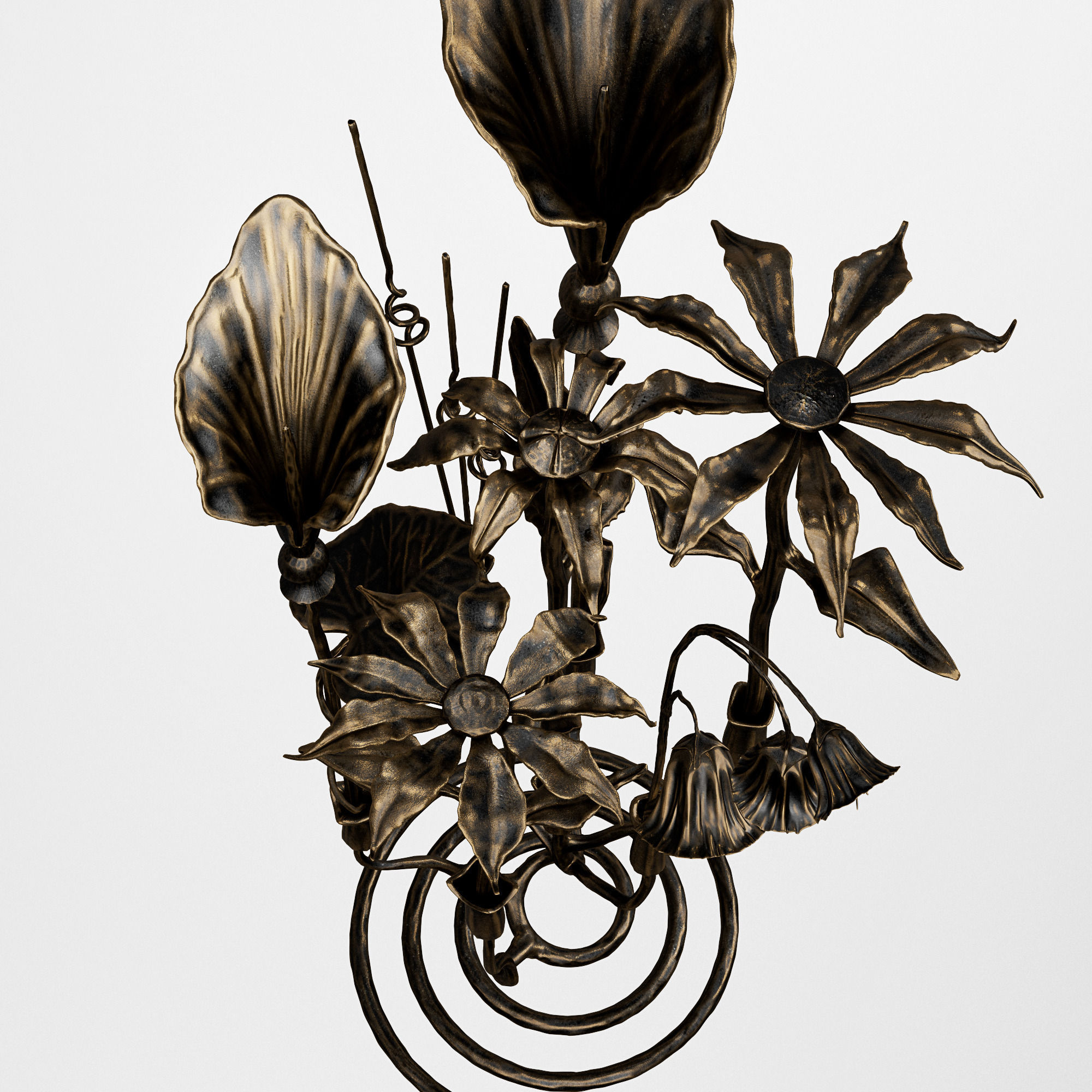 Bronze bouquet 3D model_2